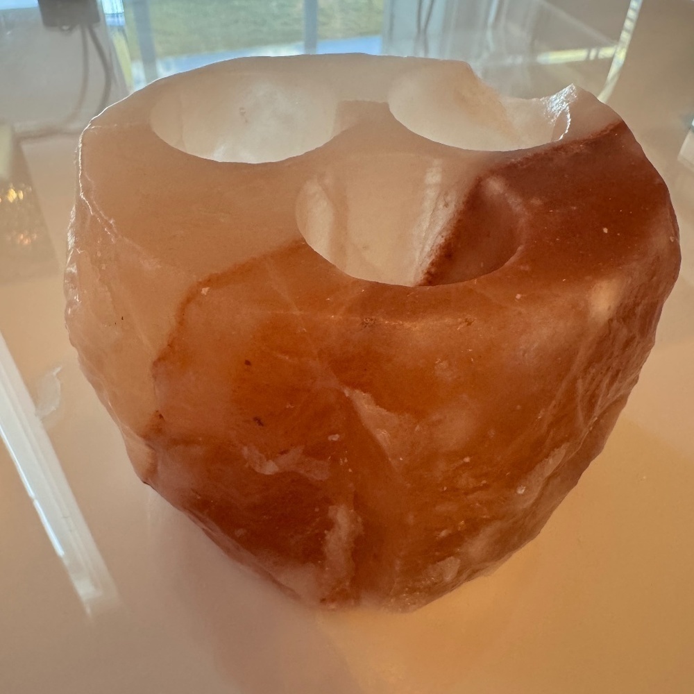 Himalayan salt candle holder (uses 3 tea lights)
